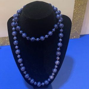 Vintage Avon Fashion Royal Blue Beaded Necklace
